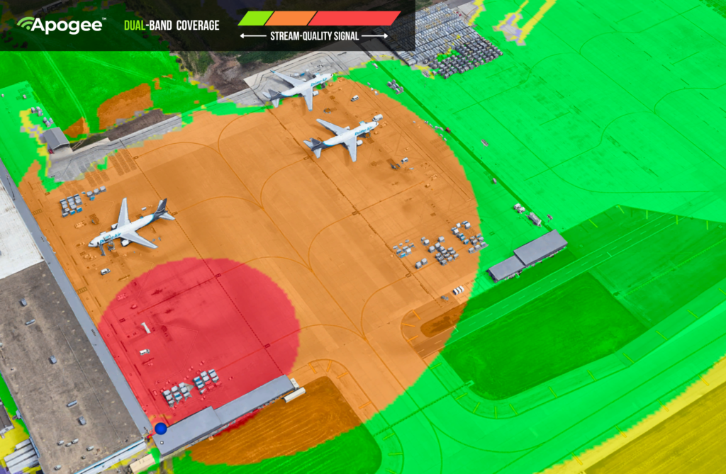 Modeled coverage plot across the Paso Robles airport ramp